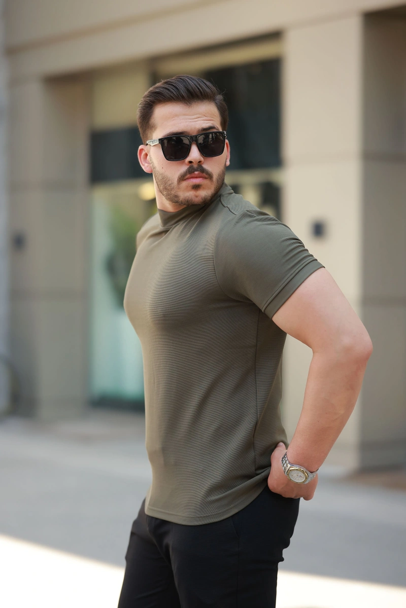 Erkek Yarım Balıkçı Yaka Kısa Kollu T-shirt