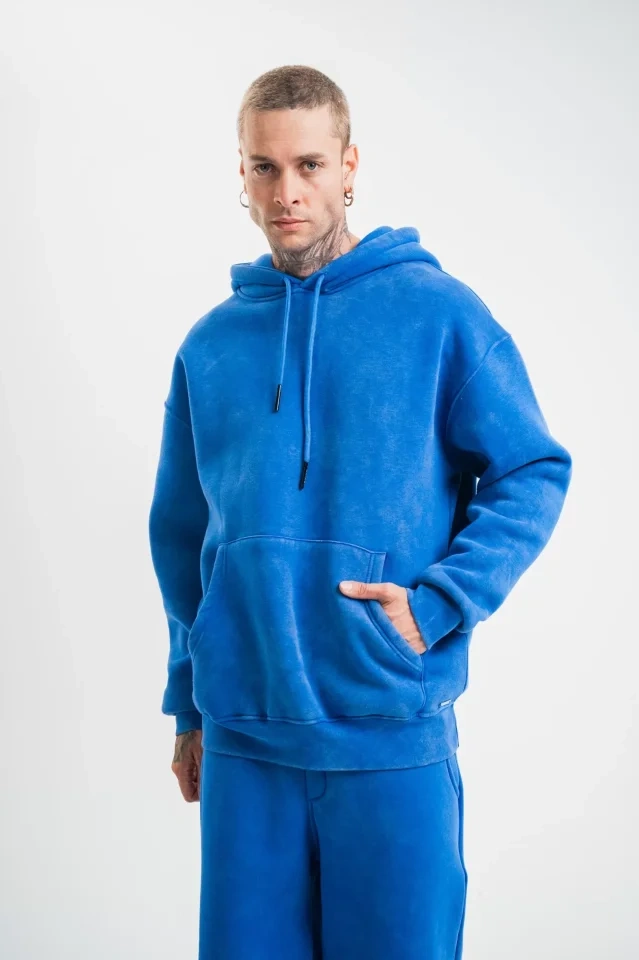 Unisex Düz Biskilet Yaka Oversize T-shirt - Bej